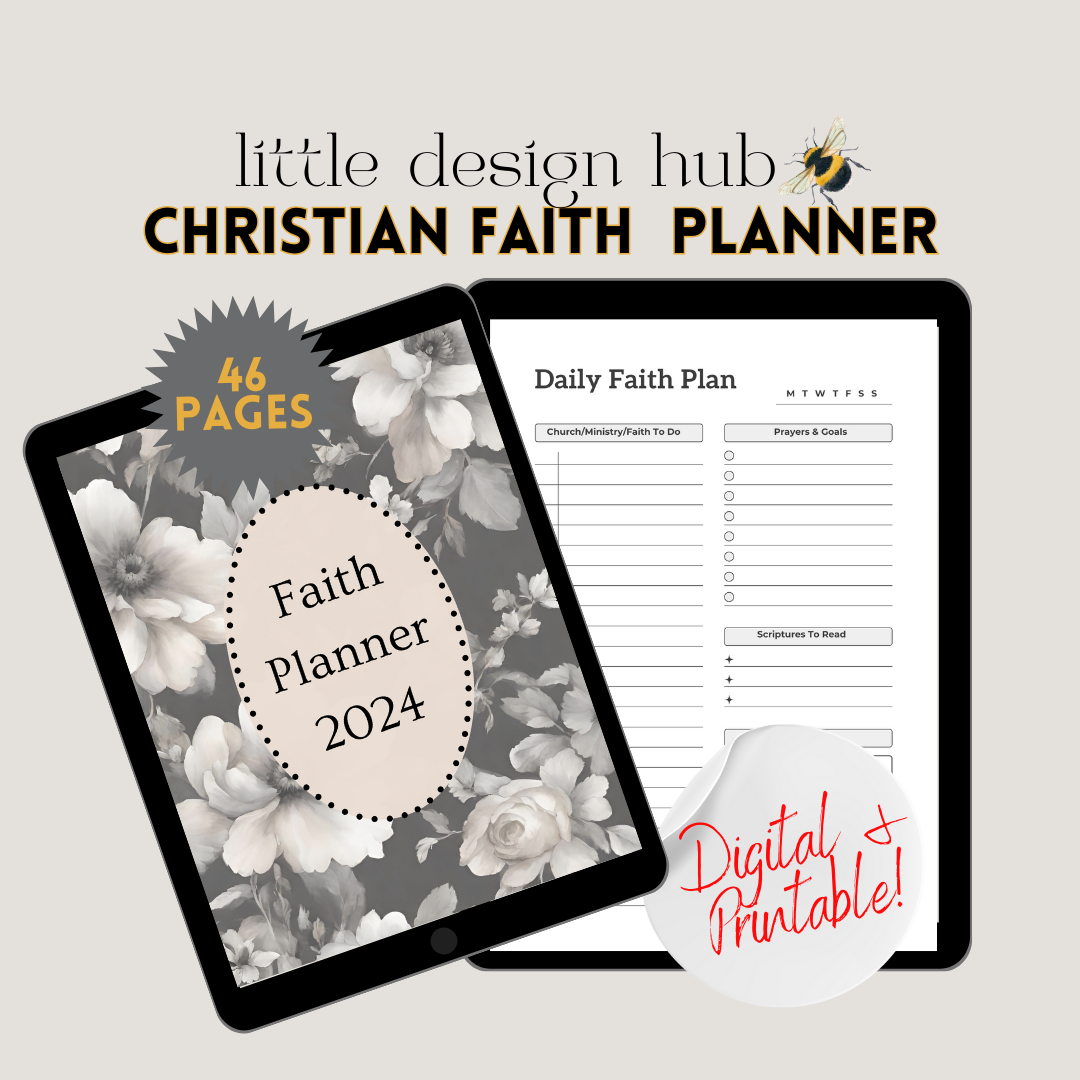 Faith Planner, Christian Planner, Vintage Floral Faith Planner, Digital and Printable With 2024 Calendar, 46 Pages In Total