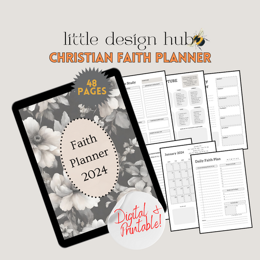 Faith Planner, Christian Planner, Vintage Floral Faith Planner, Digital and Printable With 2024 Calendar, 46 Pages In Total