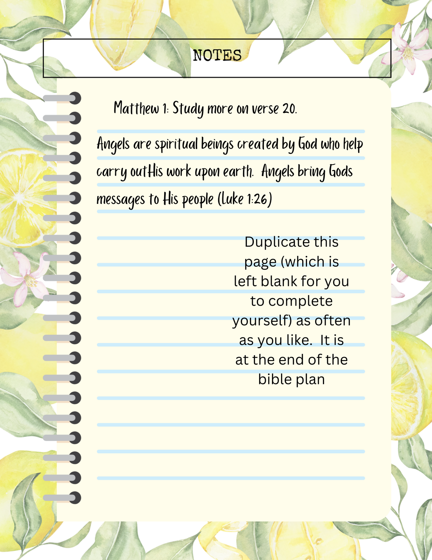 Bible Reading Plan, 365 Day Bible Plan, Digital Bible Plan, Printable Bible Reading Plan, Read the Bible In A Year, and Bible Study Lemon Fruit