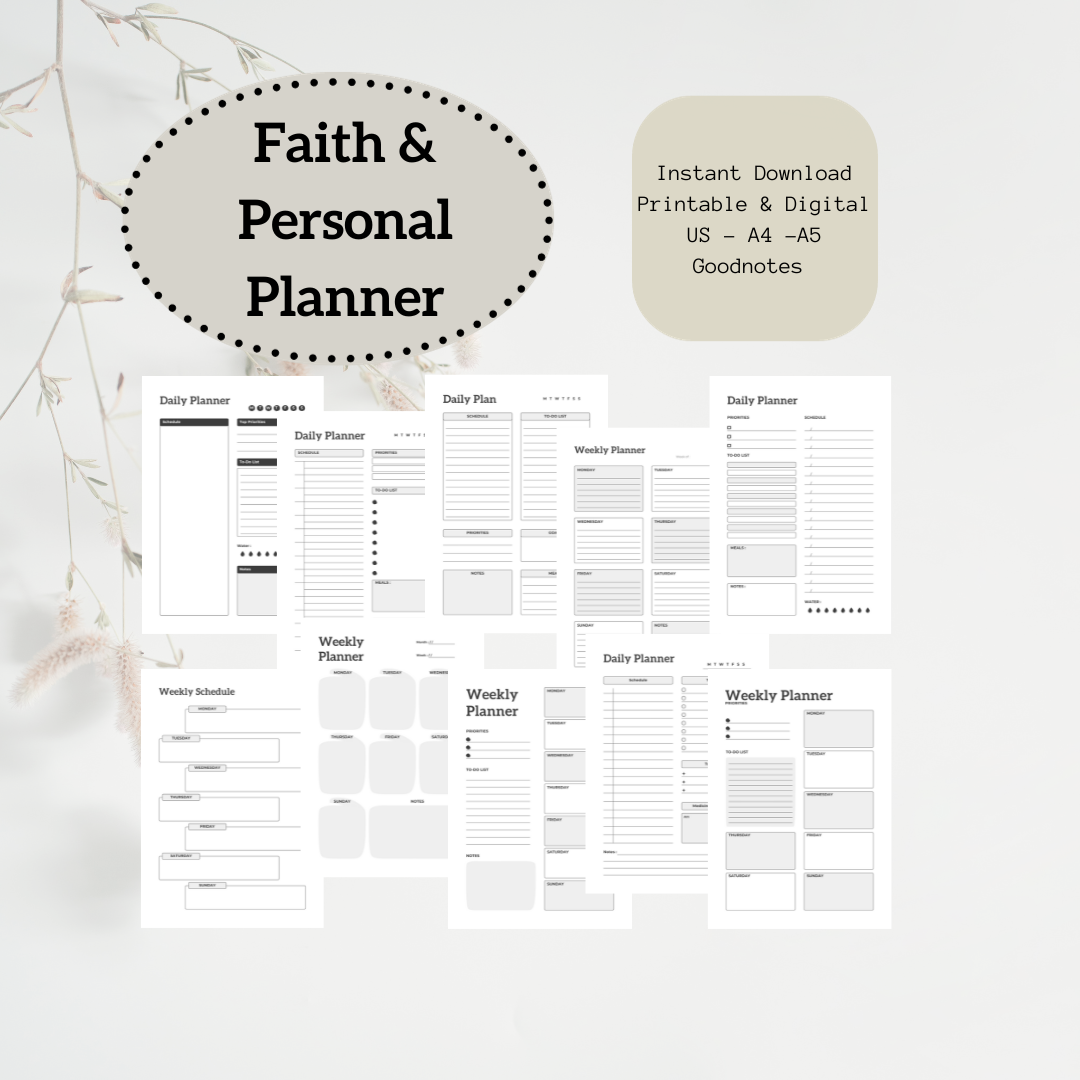 Faith Planner, Christian Planner, Vintage Floral Faith Planner, Digital and Printable With 2024 Calendar, 46 Pages In Total