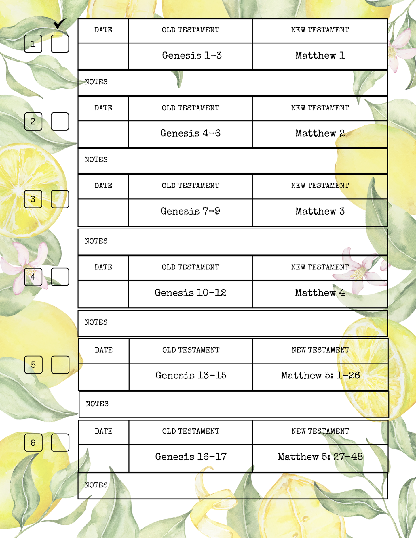 Bible Reading Plan, 365 Day Bible Plan, Digital Bible Plan, Printable Bible Reading Plan, Read the Bible In A Year, and Bible Study Lemon Fruit