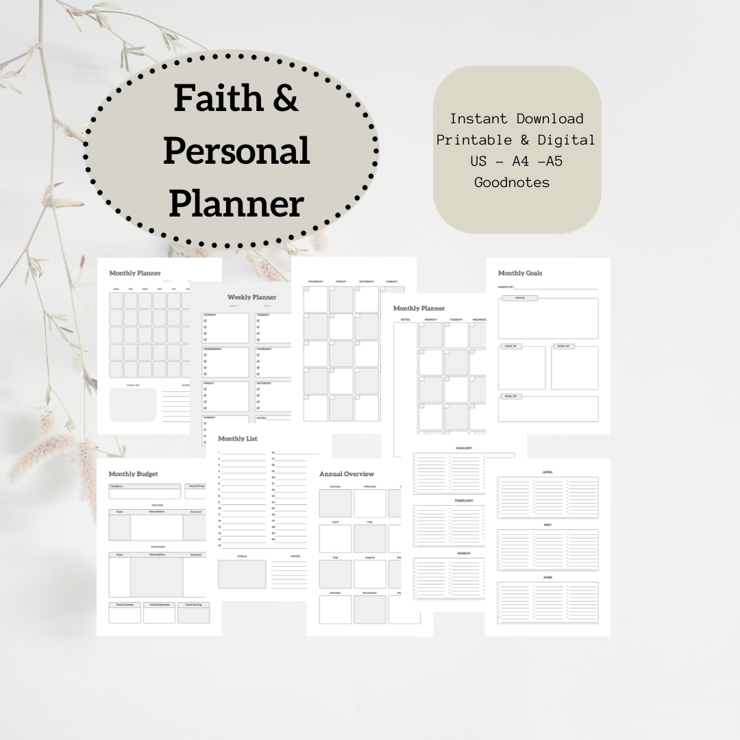 Faith Planner, Christian Planner, Vintage Floral Faith Planner, Digital and Printable With 2024 Calendar, 46 Pages In Total