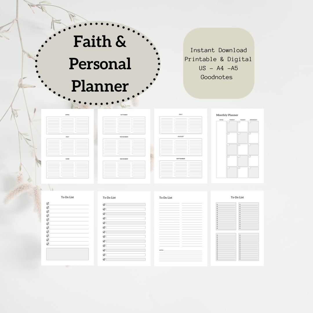 Faith Planner, Christian Planner, Vintage Floral Faith Planner, Digital and Printable With 2024 Calendar, 46 Pages In Total