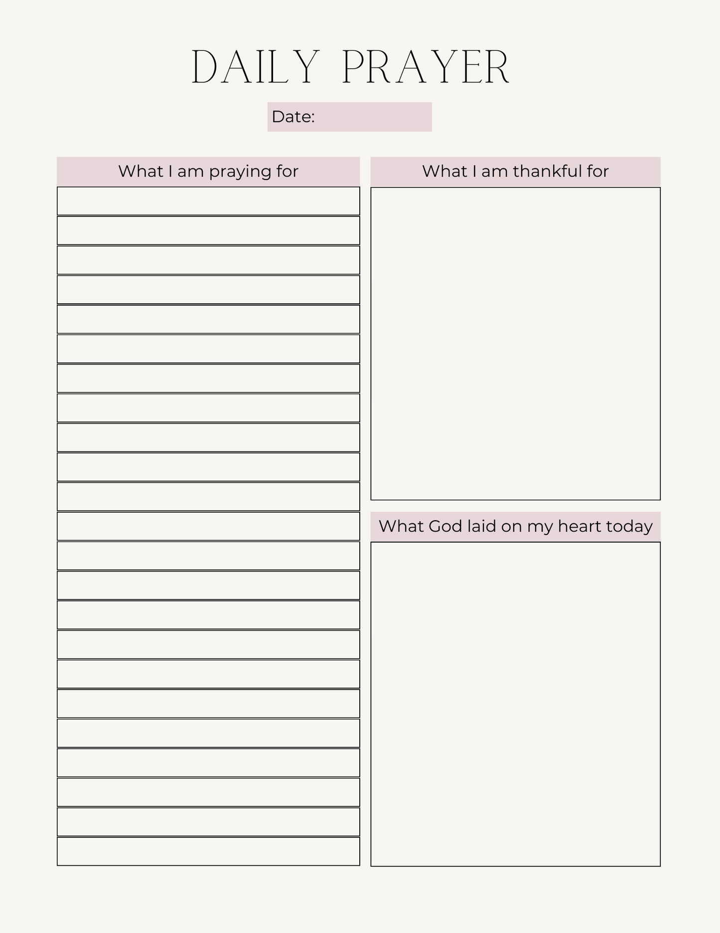 Prayer Journal Printable, Pink Prayer Journal, A Gratitude Journal Ideal for Christians as a Daily Prayer Planner, Prayer Notebook, or Digital Gratitude Journal