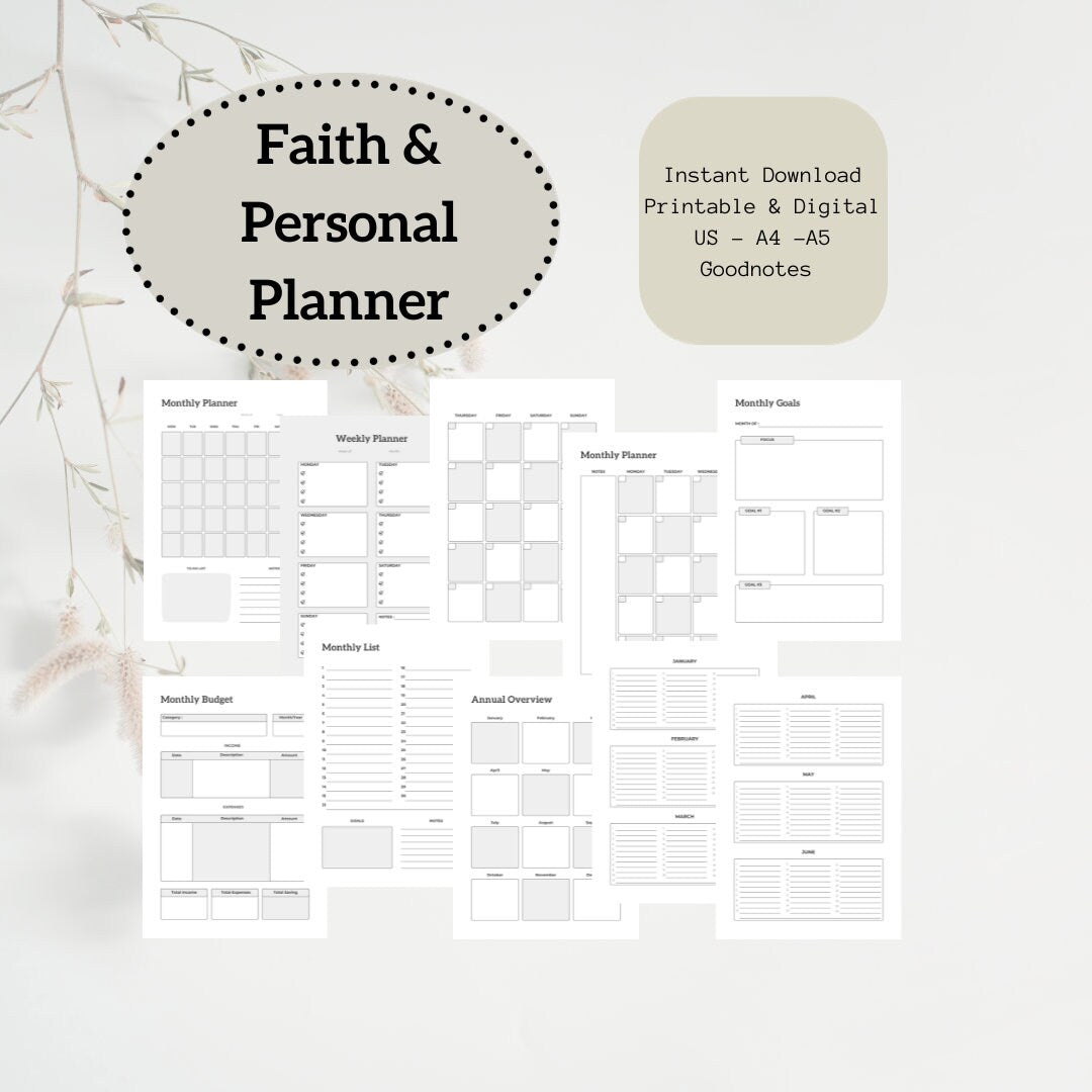 Faith Planner, Christian Planner, Digital and Printable With 2024 Calendar, 46 Pages In Total