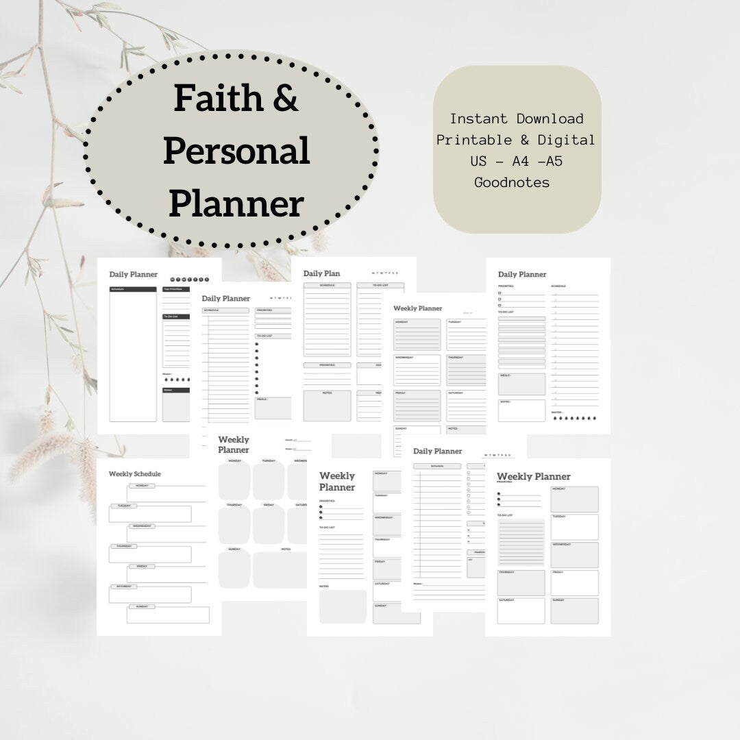 Faith Planner, Christian Planner, Digital and Printable With 2024 Calendar, 46 Pages In Total