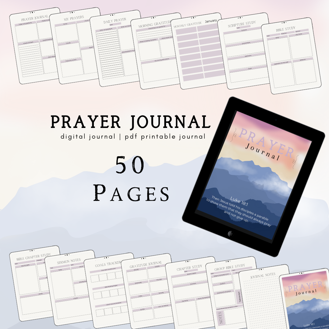 Prayer Journal Printable, Mountains Prayer Journal, A Gratitude Journal Ideal for Christians as a Daily Prayer Planner, Prayer Notebook, or Digital Gratitude Journal